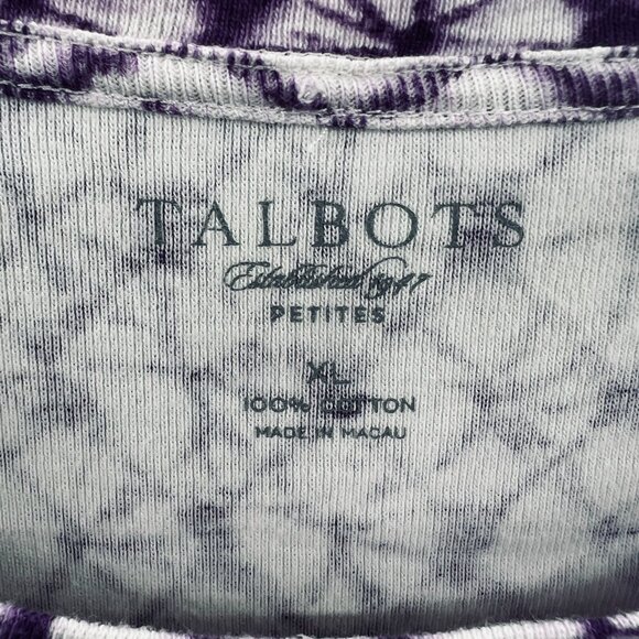Talbots Womens Top Extra Large Petite Purple White Geometric Short Sleeve Shirt - Picture 3 of 7